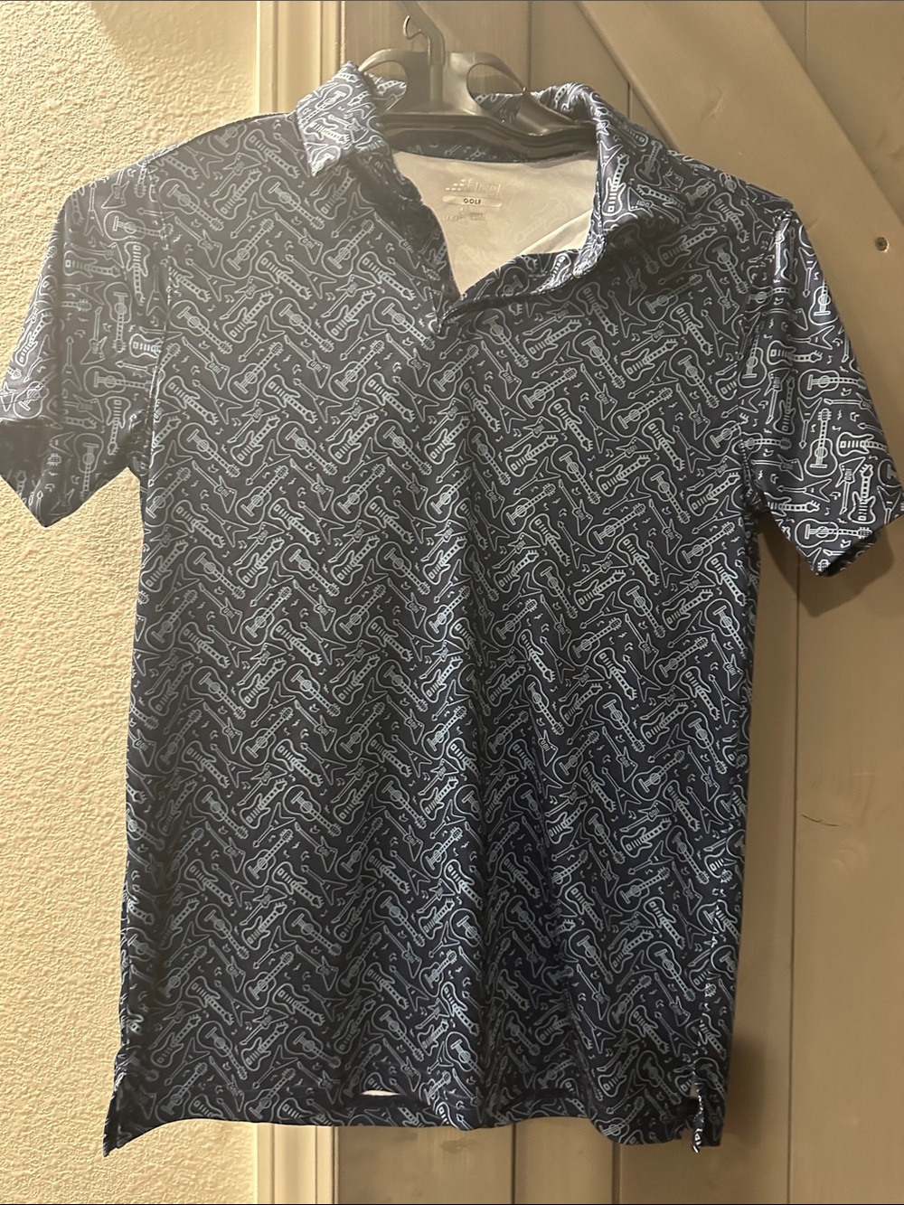 Boys' Navy Guitar-Print Polo Shirt by (unbranded)